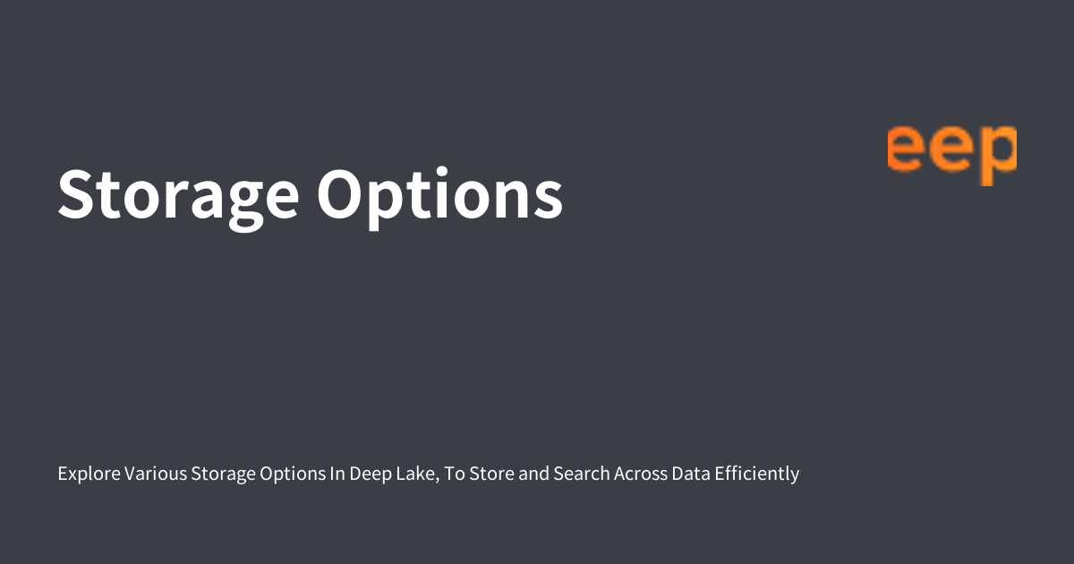 Storage Options - Deep Lake