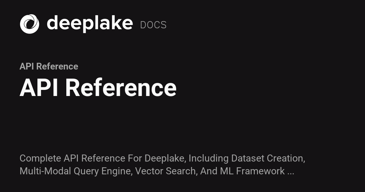 API Reference - Deeplake
